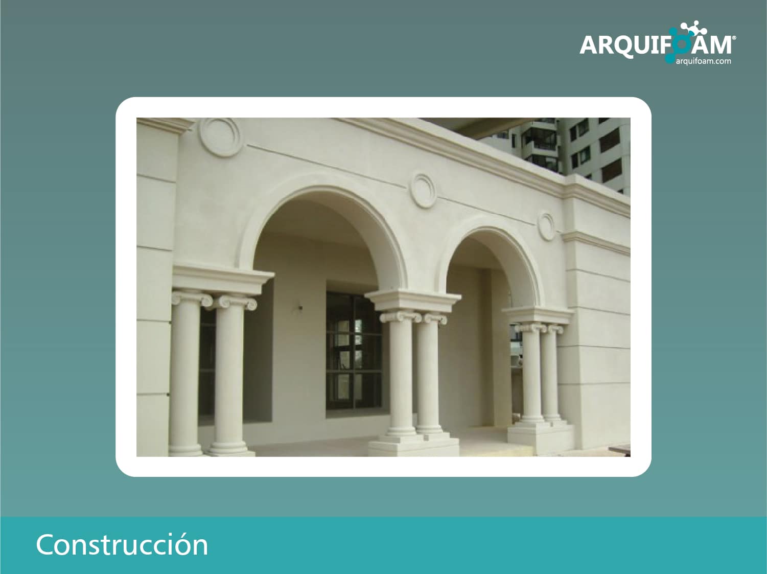 Arcada decorativa en poliestireno para obra - Arquifoam