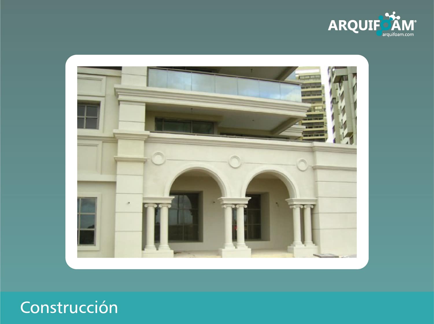 Arcada decorativa en poliestireno para obra - Arquifoam